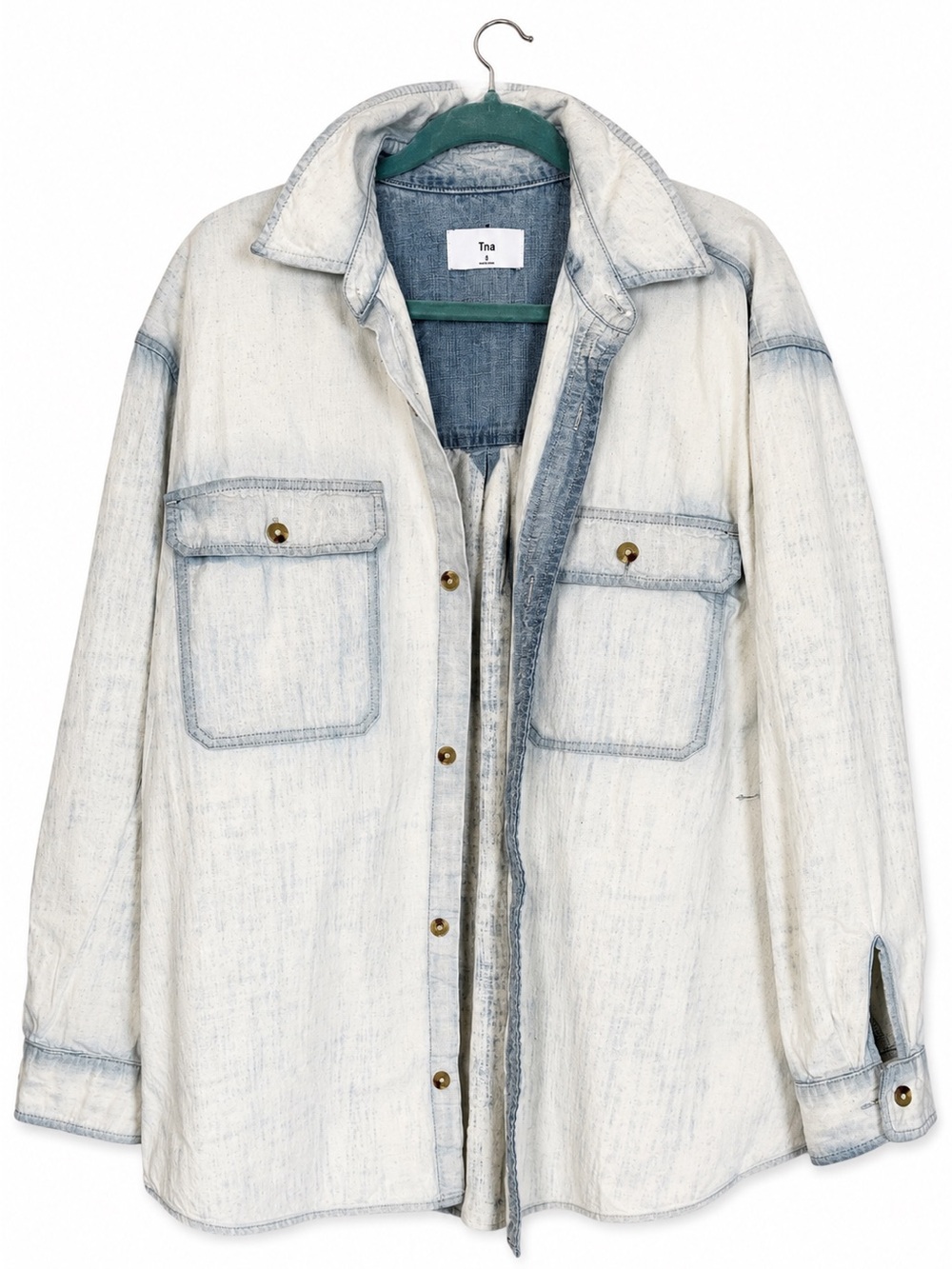 Aritzia TNA Light Wash Denim Boyfriend Shirt – Size S